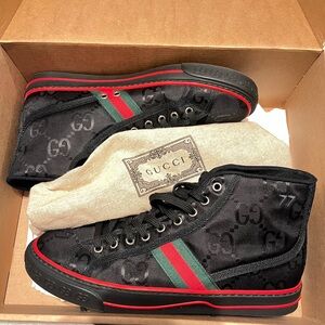 Gucci Black and Red High-Top Sneakers